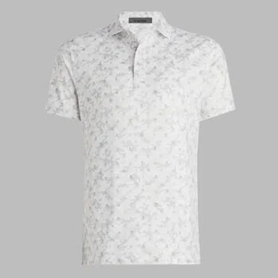 G/fore Mapped Icon Camo Tech Jersey Modern Spread Collar Polo In Snow