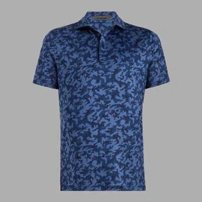 G/fore Mapped Icon Camo Tech Jersey Modern Spread Collar Polo In Twilight