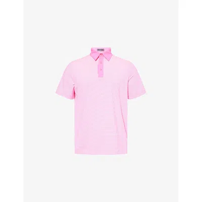 G/fore Mens Feeder Stripe Fine Tech Jersey Polo Shirt Knockout Pink