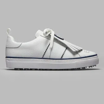 G/fore Women's Durf Saddle Stripe Leather Kiltie Golf Shoe In Snow / Twilight