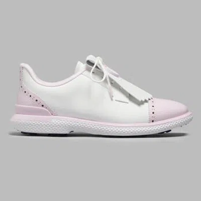 G/fore Women's Gallivan2r Brogue Kiltie Cap Toe Golf Shoe In Snow / Blush