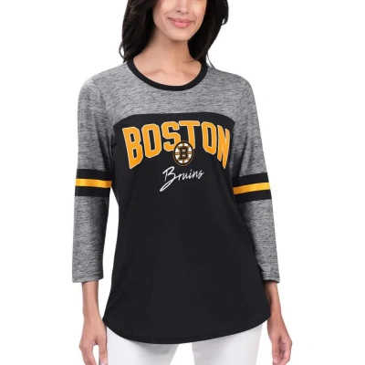 G-iii 4her By Carl Banks Women's  Black Boston Bruins Play The Game 3/4-sleeve T-shirt