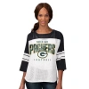 G-iii 4her By Carl Banks Women's Black Green Bay Packers First Team 3/4-sleeve Mesh T-shirt In White