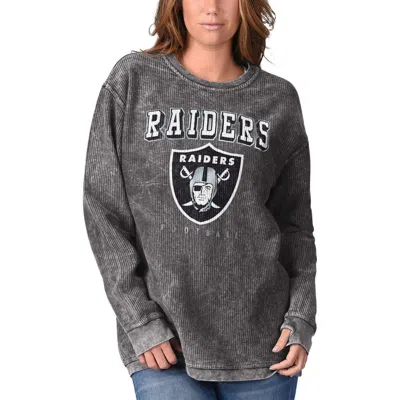 G-iii 4her By Carl Banks Black Las Vegas Raiders Comfy Cord Pullover Sweatshirt