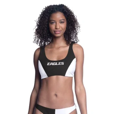 G-iii 4her By Carl Banks Black Philadelphia Eagles Brief Game Bikini Top