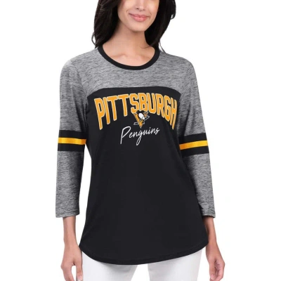 G-iii 4her By Carl Banks Women's  Black Pittsburgh Penguins Play The Game 3, 4-sleeve T-shirt