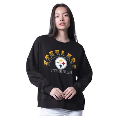G-iii 4her By Carl Banks Black Pittsburgh Steelers Oversized Feud Sweatshirt In Multi