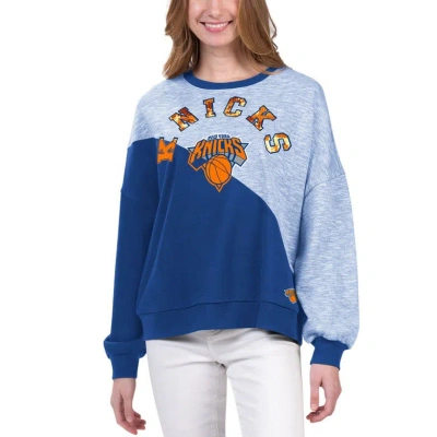 G-iii 4her By Carl Banks Blue New York Knicks Benches Split Pullover Sweatshirt