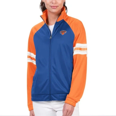 G-iii 4her By Carl Banks Blue New York Knicks Main Player Raglan Rhinestone Full-zip Track Jacket
