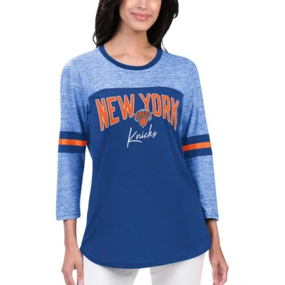 G-iii 4her By Carl Banks Blue New York Knicks Play The Game Three-quarter Sleeve T-shirt