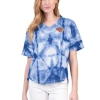 G-iii 4her By Carl Banks Blue New York Knicks Tournament Raglan Oversized Tie-dye V-neck T-shirt In Blue