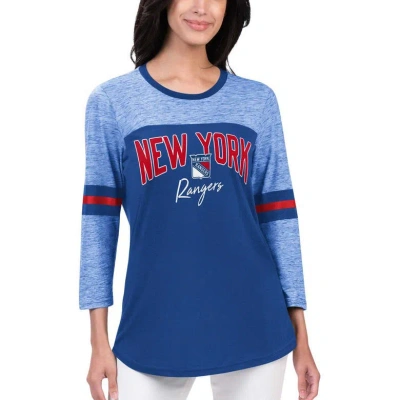 G-iii 4her By Carl Banks Women's  Blue New York Rangers Play The Game 3/4-sleeve T-shirt