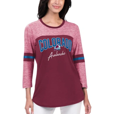 G-iii 4her By Carl Banks Women's  Burgundy Colorado Avalanche Play The Game 3, 4-sleeve T-shirt