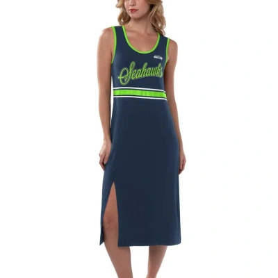 G-iii 4her By Carl Banks College Navy Seattle Seahawks Main Field Maxi Dress