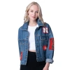G-iii 4her By Carl Banks Denim Nebraska Huskers Game Ball Patches And Studs Full-button Jacket In Blue