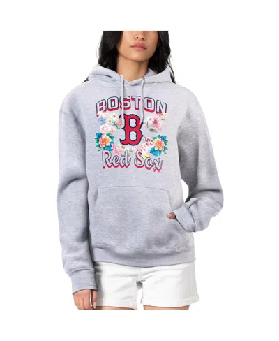 G-iii 4her By Carl Banks G-ill 4her By Carl Banks Women'sheather Gray Boston Red Sox Flowers Graphic Pullover Hoodie In Multi