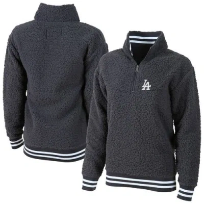 G-iii 4her By Carl Banks Gray Los Angeles Dodgers Play Action Sherpa Fleece Quarter-zip Jacket