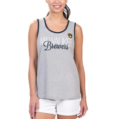 G-iii 4her By Carl Banks Gray Milwaukee Brewers Fastest Lap Tank Top