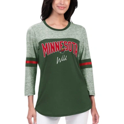 G-iii 4her By Carl Banks Green Minnesota Wild Play The Game 3/4-sleeve T-shirt