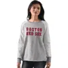 G-iii 4her By Carl Banks Heather Gray Boston Red Sox Gridiron Raglan Pullover Sweatshirt In Gray