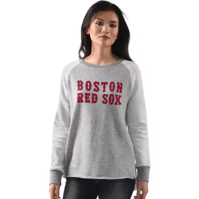 G-iii 4her By Carl Banks Heather Gray Boston Red Sox Gridiron Raglan Pullover Sweatshirt