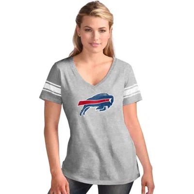 G-iii 4her By Carl Banks Heather Gray Buffalo Bills First Pick Distressed V-neck T-shirt