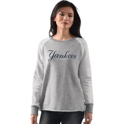 G-iii 4her By Carl Banks Heather Gray New York Yankees Gridiron Raglan Pullover Sweatshirt