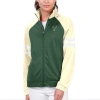 G-iii 4her By Carl Banks Hunter Green Milwaukee Bucks Main Player Raglan Rhinestone Full-zip Track J In Hunter Green