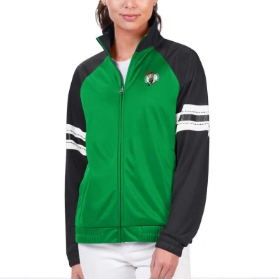 G-iii 4her By Carl Banks Kelly Green Boston Celtics Main Player Raglan Rhinestone Full-zip Track Jac