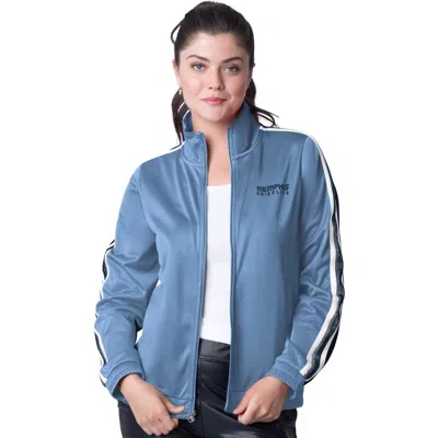G-iii 4her By Carl Banks Light Blue/navy Memphis Grizzlies Rebel Sequin Bling Full-zip Track Jacket