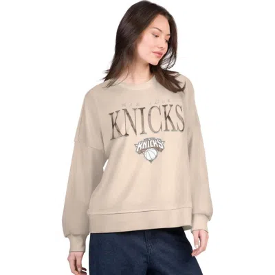 G-iii 4her By Carl Banks Natural New York Knicks Oversized Vet Ii Sweatshirt In Brown