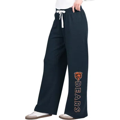 G-iii 4her By Carl Banks Navy Chicago Bears Field Wide Leg Sweatpants In Blue