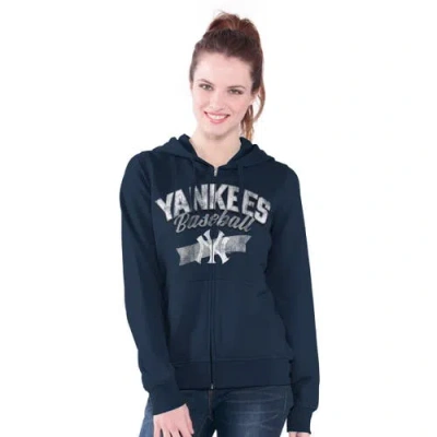 G-iii 4her By Carl Banks Navy New York Yankees Wild Cat Full-zip Hoodie In Blue