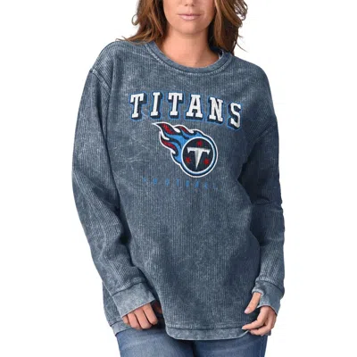 G-iii 4her By Carl Banks Navy Tennessee Titans Comfy Cord Pullover Sweatshirt In Blue