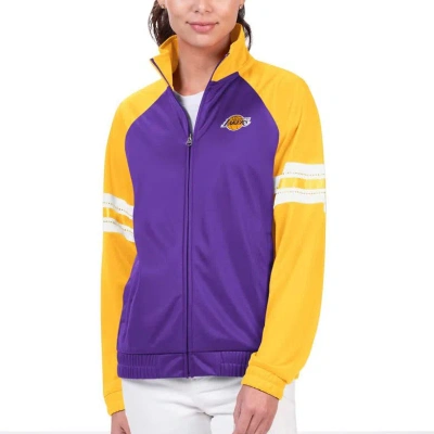 G-iii 4her By Carl Banks Purple Los Angeles Lakers Main Player Raglan Rhinestone Full-zip Track Jack