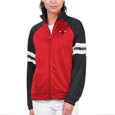 G-iii 4her By Carl Banks Red Chicago Bulls Main Player Raglan Rhinestone Full-zip Track Jacket