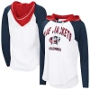 G-iii 4her By Carl Banks White Columbus Blue Jackets Vip Raglan Long Sleeve Hoodie T-shirt