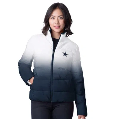 G-iii 4her By Carl Banks White Dallas Cowboys Overtime Ombre Full-zip Puffer Jacket