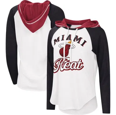 G-iii 4her By Carl Banks White Miami Heat Mvp Raglan Hoodie Long Sleeve T-shirt