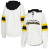 G-III 4HER BY CARL BANKS G-III 4HER BY CARL BANKS WHITE/BLACK PITTSBURGH PENGUINS GOAL ZONE LONG SLEEVE LACE-UP HOODIE T-SHIR
