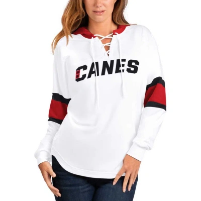 G-iii 4her By Carl Banks Women's  White, Red Carolina Hurricanes Goal Zone Long Sleeve Lace-up Hoodie In White,red