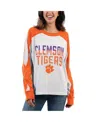 G-iii 4her By Carl Banks Women's Ash/orange Clemson Tigers Smash Oversized Long Sleeve T-shirt In Multi