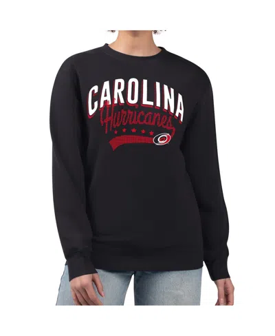 G-iii 4her By Carl Banks Women's Black Carolina Hurricanes Filigree Team Graphic Fleece Pullover Sweatshirt
