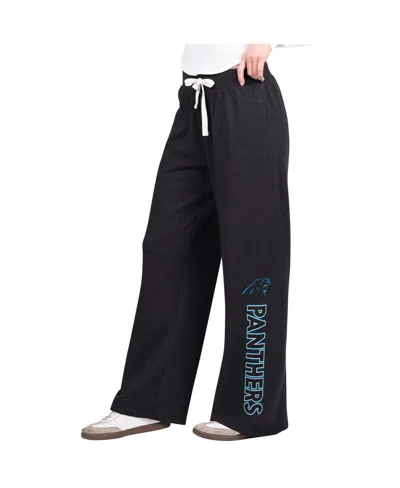 G-iii 4her By Carl Banks Women's Black Carolina Panthers Field Wide Leg Sweatpants