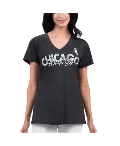 G-iii 4her By Carl Banks Women's Black Chicago White Sox Key Move V-neck T-shirt