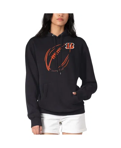 G-iii 4her By Carl Banks Women's Black Cincinnati Bengals Football Logo Fleece Tri-blend Pullover Hoodie In Animal Print