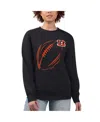 G-iii 4her By Carl Banks Women's Black Cincinnati Bengals Football Logo Graphic Fleece Tri-blend Pullover Sweatshirt In Multi