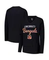 G-iii 4her By Carl Banks Women's Black Cincinnati Bengals Post Season Long Sleeve V-neck T-shirt In Black