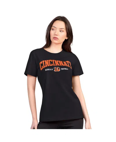 G-iii 4her By Carl Banks Women's Black Cincinnati Bengals Super-slim Lightweight Winning Crew T-shirt