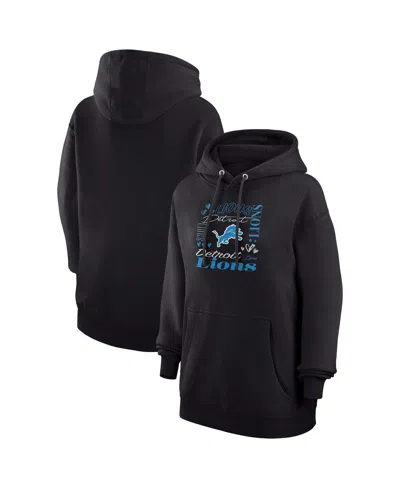 G-iii 4her By Carl Banks Women's Black Detroit Lions Collage Graphic Fleece Pullover Hoodie